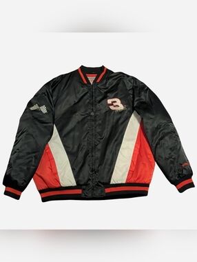 Vtg 90s Dale Earnhardt Sr #3 Nutmeg Satin Bomber Jacket XL The Intimidater